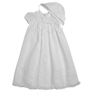 feltman brothers girls scalloped lace special occasion gown set, nb-3m white