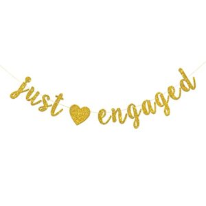 roadsea just engaged banner – bachelorette party garland supplies – engagement – hen night party decorations – gold glitter