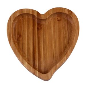 besportble bamboo tray plate heart shaped plates bamboo dish for snack dessert cookie food (7.8 * 7.2 in)