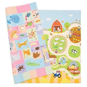 baby care play mat – playful collection (busy farm, medium) – play mat for infants – non-toxic baby rug – cushioned baby mat waterproof playmat – reversible double-sided kindergarten mat