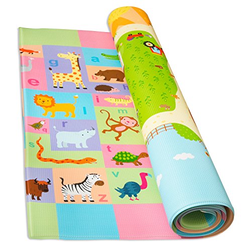 Baby Care Play Mat - Playful Collection (Busy Farm, Medium) - Play Mat for Infants – Non-Toxic Baby Rug – Cushioned Baby Mat Waterproof Playmat – Reversible Double-Sided Kindergarten Mat