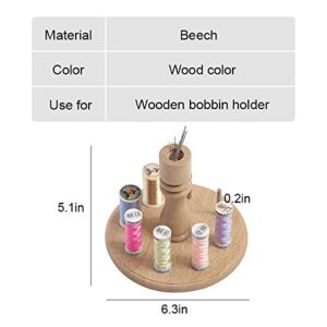 Kelendle 8 Spool Portable Wooden Bobbin Holder Stand Thread Rack Holder Thread Organizer Rack