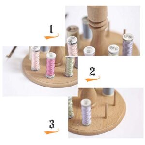 Kelendle 8 Spool Portable Wooden Bobbin Holder Stand Thread Rack Holder Thread Organizer Rack