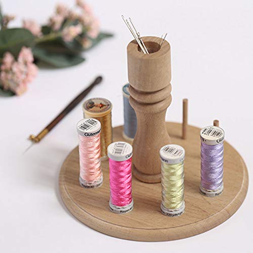 Kelendle 8 Spool Portable Wooden Bobbin Holder Stand Thread Rack Holder Thread Organizer Rack