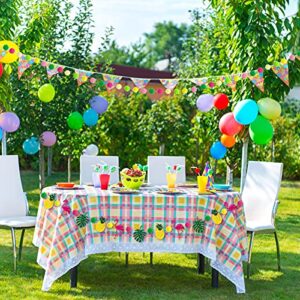 Kerien 3 Pieces Hawaii Summer Hanging Pompom Ball Garland Tropical Flamingo Pineapple Party Banner Set Aloha Banner Flamingo Flower Garland Banner for Hawaiian