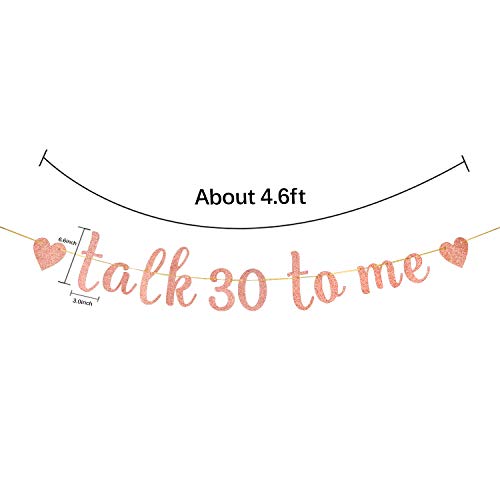 INNORU Glitter Talk 30 To Me Banner - Happy 30th Birthday Anniversary Sign - Cheers to 30 Years Party Bunting Decorations Rose Gold