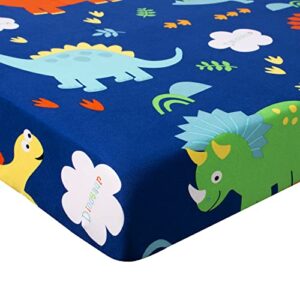 pack n play playard sheet dinosaur – mini crib sheet fitted playard mattress sheet 100% natural cotton mini portable crib sheets for boys and girls 1 pack – by uomny