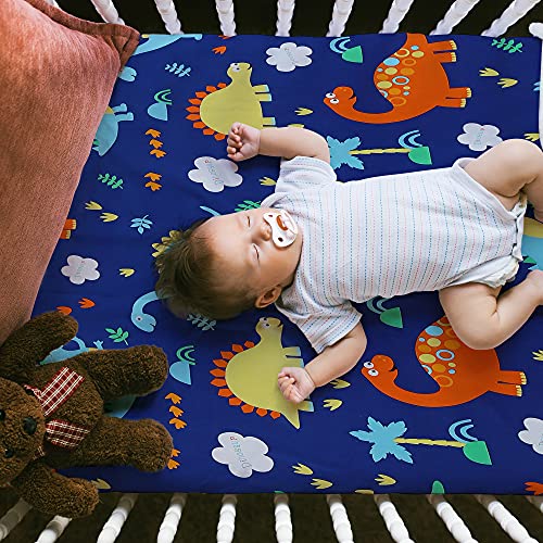 Pack n Play Playard Sheet Dinosaur - Mini Crib Sheet Fitted Playard Mattress Sheet 100% Natural Cotton Mini Portable Crib Sheets for Boys and Girls 1 Pack - by UOMNY