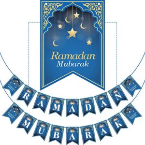 no diy required muslim ramadan party supplies decorations, blue eid celebration decoration for muslim (ramadan mubarak)
