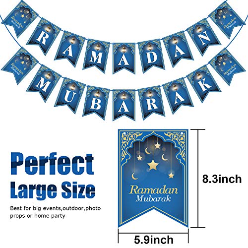 No DIY Required Muslim Ramadan Party Supplies Decorations, Blue Eid Celebration Decoration for Muslim (Ramadan Mubarak)