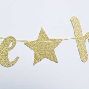 Qttier Welcome Home Gold Glitter Banner for Housewarming Patriotic Military Decoration Family Party Supplies Cursive Bunting Photo Booth Props Assembled Sign ( Gold )