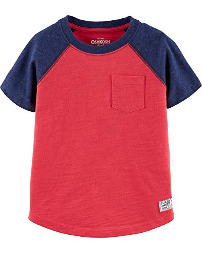 Osh Kosh Boys' Toddler Short Sleeve Raglan Shirt, red/Blue, 4T