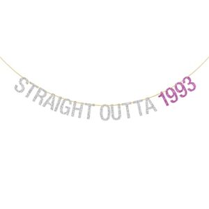 deloklte straight outta 1993 banner – happy 30th birthday party decoration for women – cheers to 30 years, fabulous since 1993 birthday party banner photo booth props