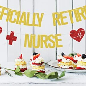 Officially Retired Nurse Banner Gold Red Glitter, Retirement Party Decorations, Nurse Party Decorations, Nurse Decorations for Party, Happy Retirement Banner, Nurse Retirement Party Decorations