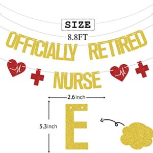 Officially Retired Nurse Banner Gold Red Glitter, Retirement Party Decorations, Nurse Party Decorations, Nurse Decorations for Party, Happy Retirement Banner, Nurse Retirement Party Decorations