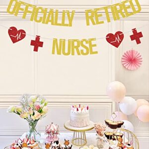 Officially Retired Nurse Banner Gold Red Glitter, Retirement Party Decorations, Nurse Party Decorations, Nurse Decorations for Party, Happy Retirement Banner, Nurse Retirement Party Decorations