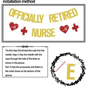 Officially Retired Nurse Banner Gold Red Glitter, Retirement Party Decorations, Nurse Party Decorations, Nurse Decorations for Party, Happy Retirement Banner, Nurse Retirement Party Decorations