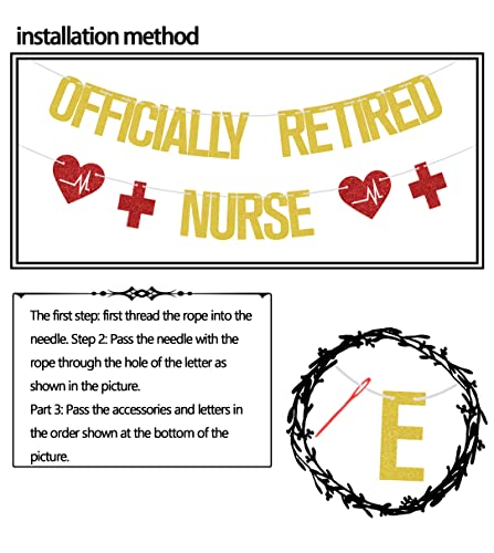 Officially Retired Nurse Banner Gold Red Glitter, Retirement Party Decorations, Nurse Party Decorations, Nurse Decorations for Party, Happy Retirement Banner, Nurse Retirement Party Decorations