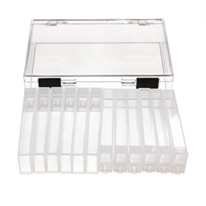 flip top storage system box | 12 clear plastic organizing containers | 6.25in x 4in x 1.4in