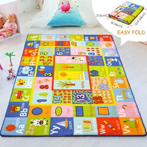 AROGAN Kids Carpet Playmat Rug with Numbers, Shapes, Animals Pattern, Children Learn and Educational Rugs, Non Slip Play Rug for Nursery Bedroom Play Room, 4x6 Feet