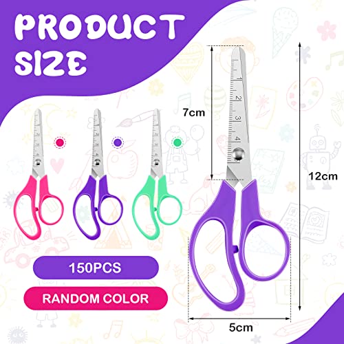 150 Pcs Scissors Bulk for Kids 5.5 Inch Blunt Tip Scissors Classroom Scissors for School Student Children DIY Craft, Assorted Color