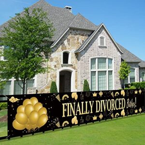 finally divorced banner decorations, divorced party porch sign decorations supplies, large newly single party photo booth backdrop, divorce gifts for women and men (9.8×1.6ft)