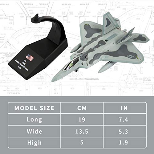 Lose Fun Park 1:100 F-22 Raptor Fighter Attack Diecast Airplanes Military Display Model Aircraft for Collection