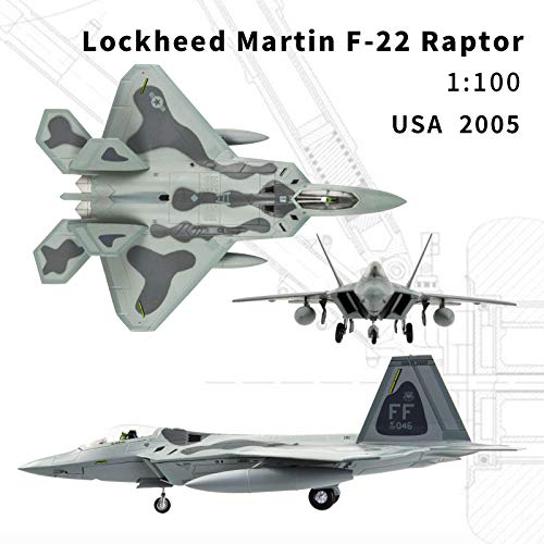 Lose Fun Park 1:100 F-22 Raptor Fighter Attack Diecast Airplanes Military Display Model Aircraft for Collection