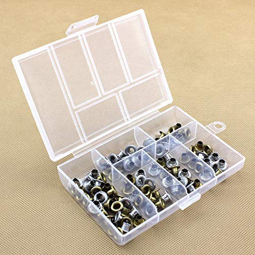 X-AT 4 Pack Mini Clear Plastic Jewelry Box,6 Grid Small Craft Storage bead organizer with Hanging Design