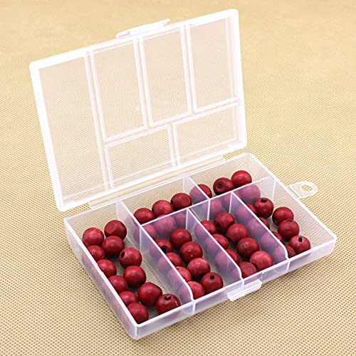 X-AT 4 Pack Mini Clear Plastic Jewelry Box,6 Grid Small Craft Storage bead organizer with Hanging Design