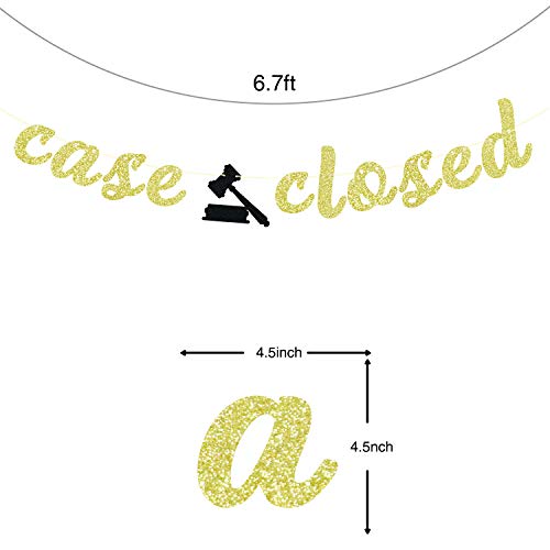 Case Closed Banner, Future Lawyer, Congrats Lawyer Banner, Law School Graduation Party Decorations 2023 Gold and Black Glitter