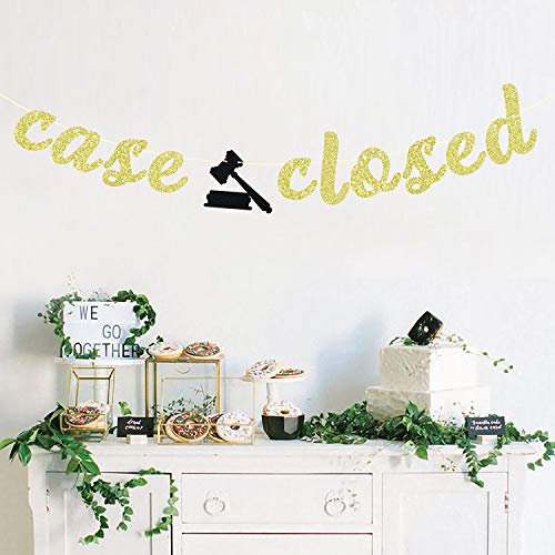 Case Closed Banner, Future Lawyer, Congrats Lawyer Banner, Law School Graduation Party Decorations 2023 Gold and Black Glitter