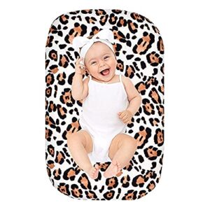 little jump baby lounger cover for newborn, cotton lounger pillow case for babies, snug fitted removable slipcover, babynest cover for boys & girls (leopard print)