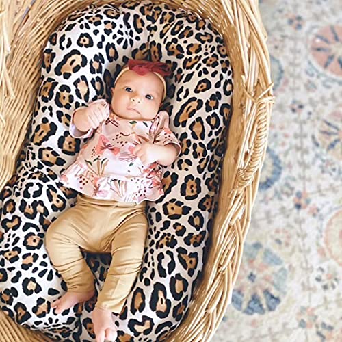 Little Jump Baby Lounger Cover for Newborn, Cotton Lounger Pillow Case for Babies, Snug Fitted Removable Slipcover, Babynest Cover for Boys & Girls (Leopard Print)