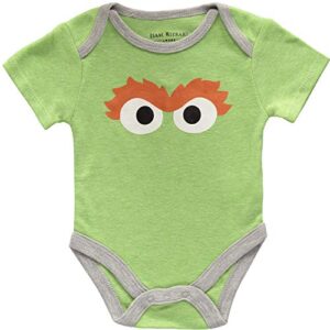 Happy Threads Sesame Street Baby Boys Short Sleeve Onesie Bodysuits 5 Pack Gift Set (Multicolored, 6-9 Months) (ASEB047PK)