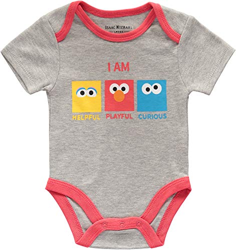 Happy Threads Sesame Street Baby Boys Short Sleeve Onesie Bodysuits 5 Pack Gift Set (Multicolored, 6-9 Months) (ASEB047PK)