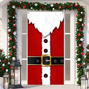 christmas door cover santa claus door cover cloth santa suit xmas door banner backdrop winter holiday door cover for christmas eve new year home party decoration supplies, 71 x 35 inch