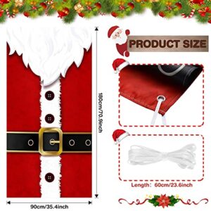 Christmas Door Cover Santa Claus Door Cover Cloth Santa Suit Xmas Door Banner Backdrop Winter Holiday Door Cover for Christmas Eve New Year Home Party Decoration Supplies, 71 x 35 Inch