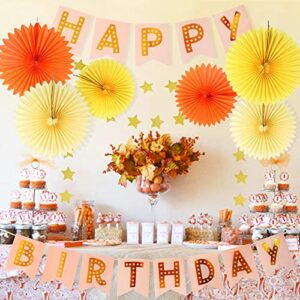 fall birthday decorations kit autumn birthday party decor fall party decor tissue paper fan happy birthday banner paper star garland baby shower wall hanging decoration autumn thanksgiving decorations