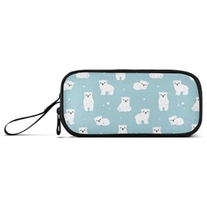 susiyo Large Pencil Case Polar Bear Pencil Pouch Big Capacity Pencil Bag 3 Compartments Marker Pen Stationery Bag Pencil Cases for Girls Boys Students