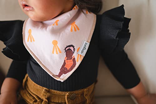 Afrigora Brown Baby Bandana Bibs For Girls 5-Pack 100% Organic Cotton Drooling Teething Newborn 0-6 months Infant 6-18 months Toddler 18-36 month