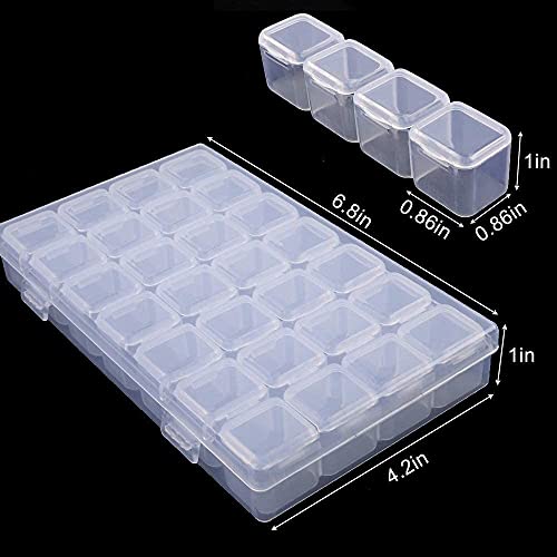 KQIWXLN Plastic Jewelry Organizer-Nail Jewelry Storage Box Craft & Sewing Supplies Storage 28 Grids For Beads, Jewelry, Tools, Pill And Fishing Lures (Clear Plastic ).