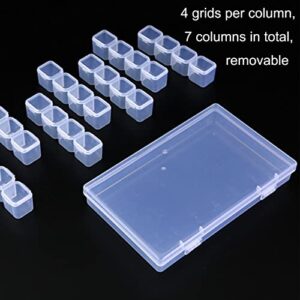 KQIWXLN Plastic Jewelry Organizer-Nail Jewelry Storage Box Craft & Sewing Supplies Storage 28 Grids For Beads, Jewelry, Tools, Pill And Fishing Lures (Clear Plastic ).