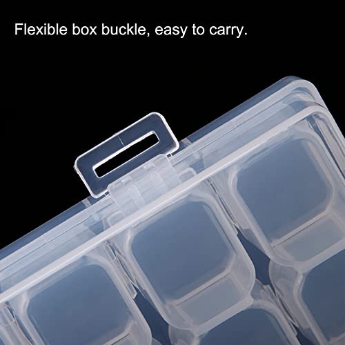 KQIWXLN Plastic Jewelry Organizer-Nail Jewelry Storage Box Craft & Sewing Supplies Storage 28 Grids For Beads, Jewelry, Tools, Pill And Fishing Lures (Clear Plastic ).