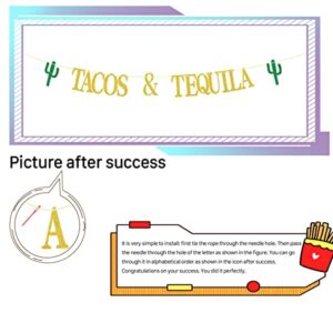 Tacos & Tequila Banner, Gold Taco Banner for Mexician Taco Party/Taco Tuesdays/Tacos and Tequila Party/for Mexican Fiesta Fiesta/Birthday Decorations Gold Glitter