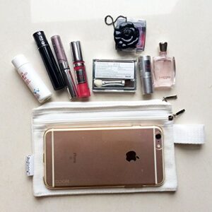 Augbunny 100% Cotton 16oz Canvas Zipper Makeup Pouch, Coin Purse, Cellphone Purse, Pen/Pencil Case 5-Pack