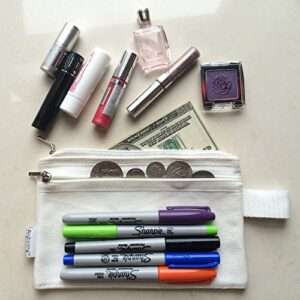 Augbunny 100% Cotton 16oz Canvas Zipper Makeup Pouch, Coin Purse, Cellphone Purse, Pen/Pencil Case 5-Pack
