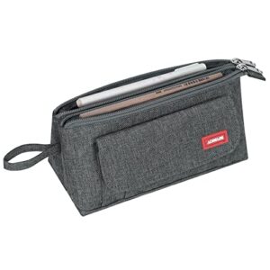 Big Capacity Pencil Case Large Pen Pouch Bag Office College School Travel Organizer Stationery Pouch Zipper Pencil Holder with Easy Grip Handle (Grey)