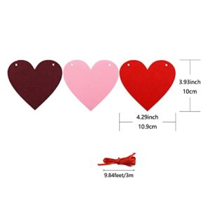 SaktopDeco 4 Pack Felt Heart Garland Heart Banner Valentines Day Banner for Wedding Anniversary Romantic Decorations