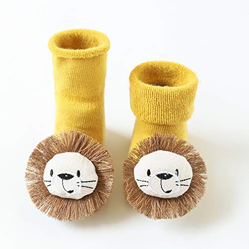 MEIQING 1 Pair Lion Design Unisex Baby Toddler Grip Socks Floor Socks Anti Slip Socks (0-12Month)